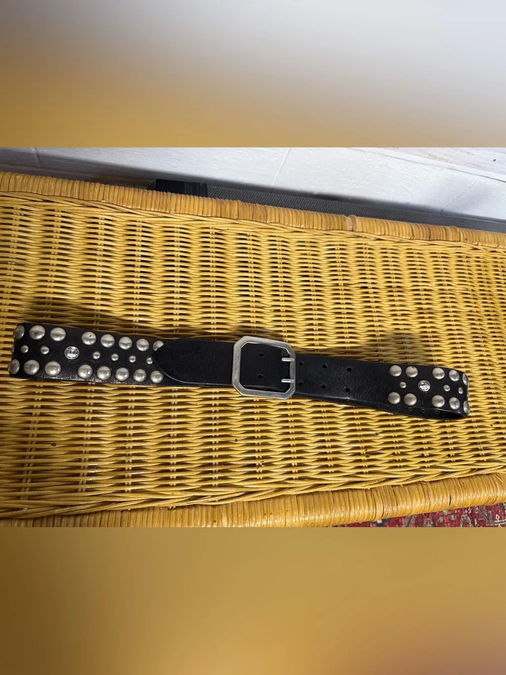 Black Leather Studded Belt